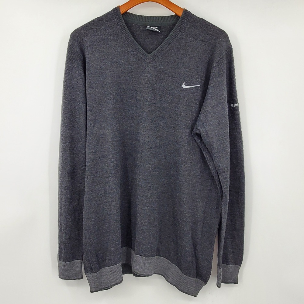 Nike Golf Tour Performance XXL V-Neck Merino Wool Blend Sweater Gray Canterbury